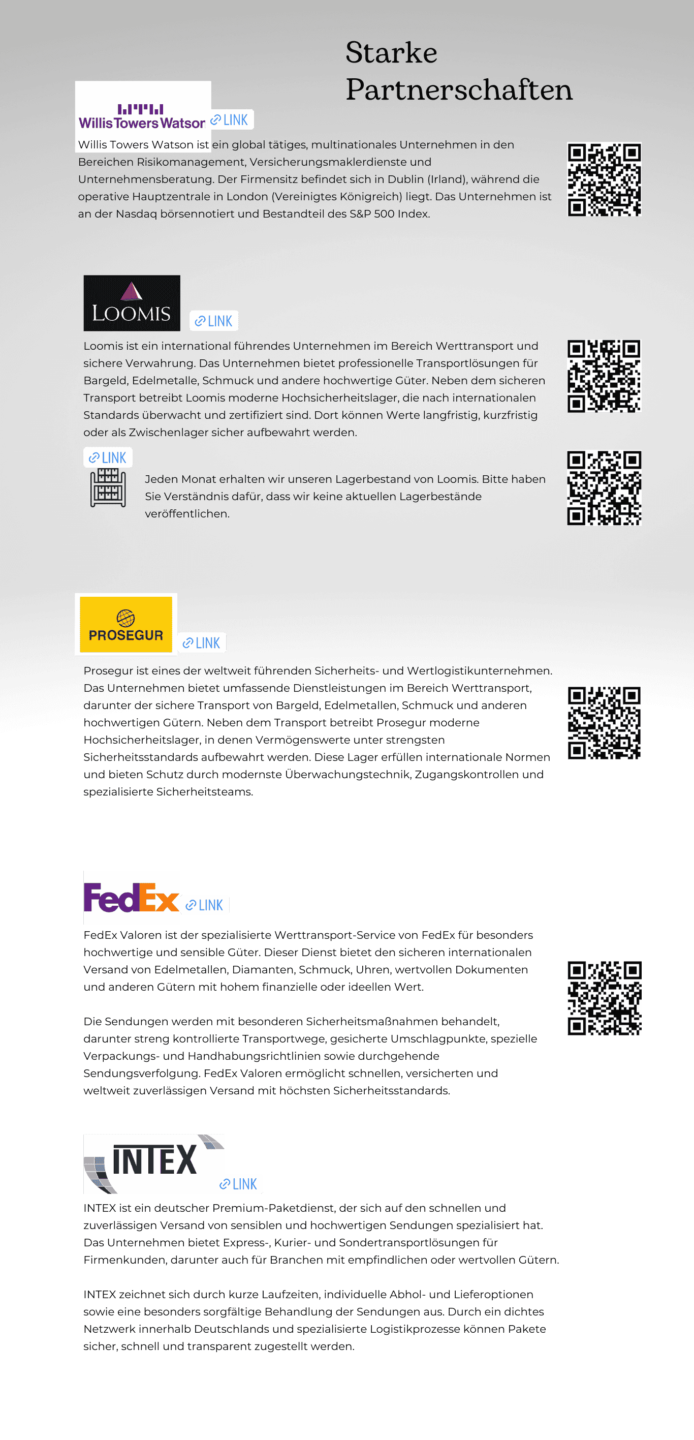 Starke Partnerschaften – Loomis, Prosegur, FedEx, INTEX