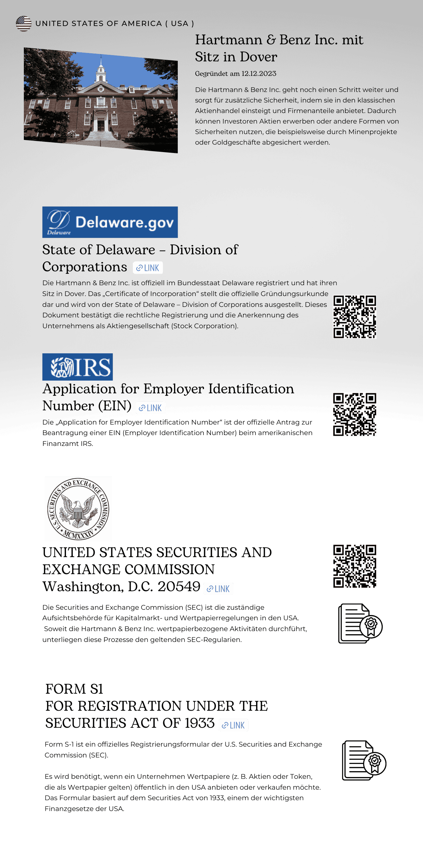 USA – Hartmann & Benz Inc., Dover