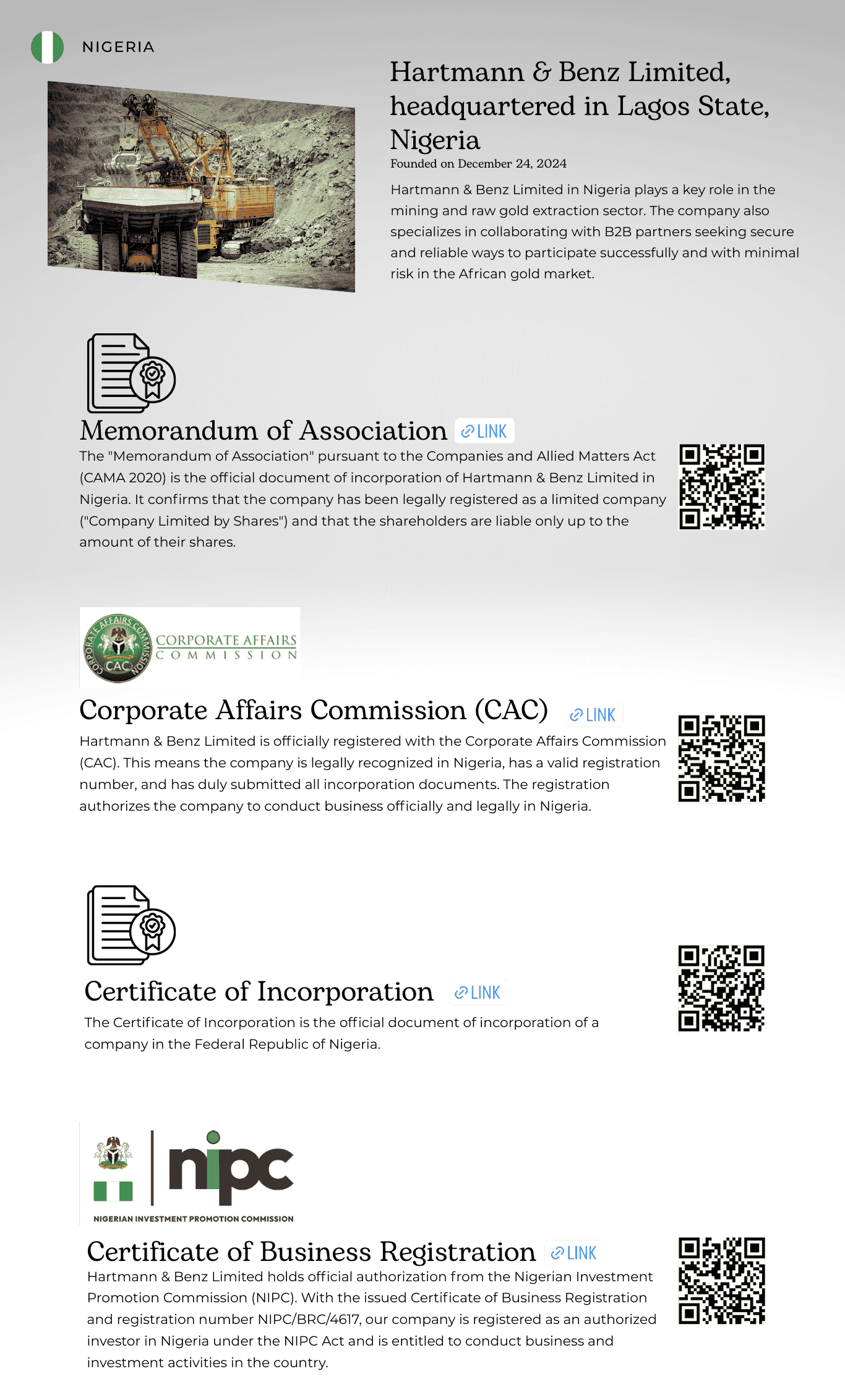 Nigeria – Hartmann & Benz Limited, Lagos State