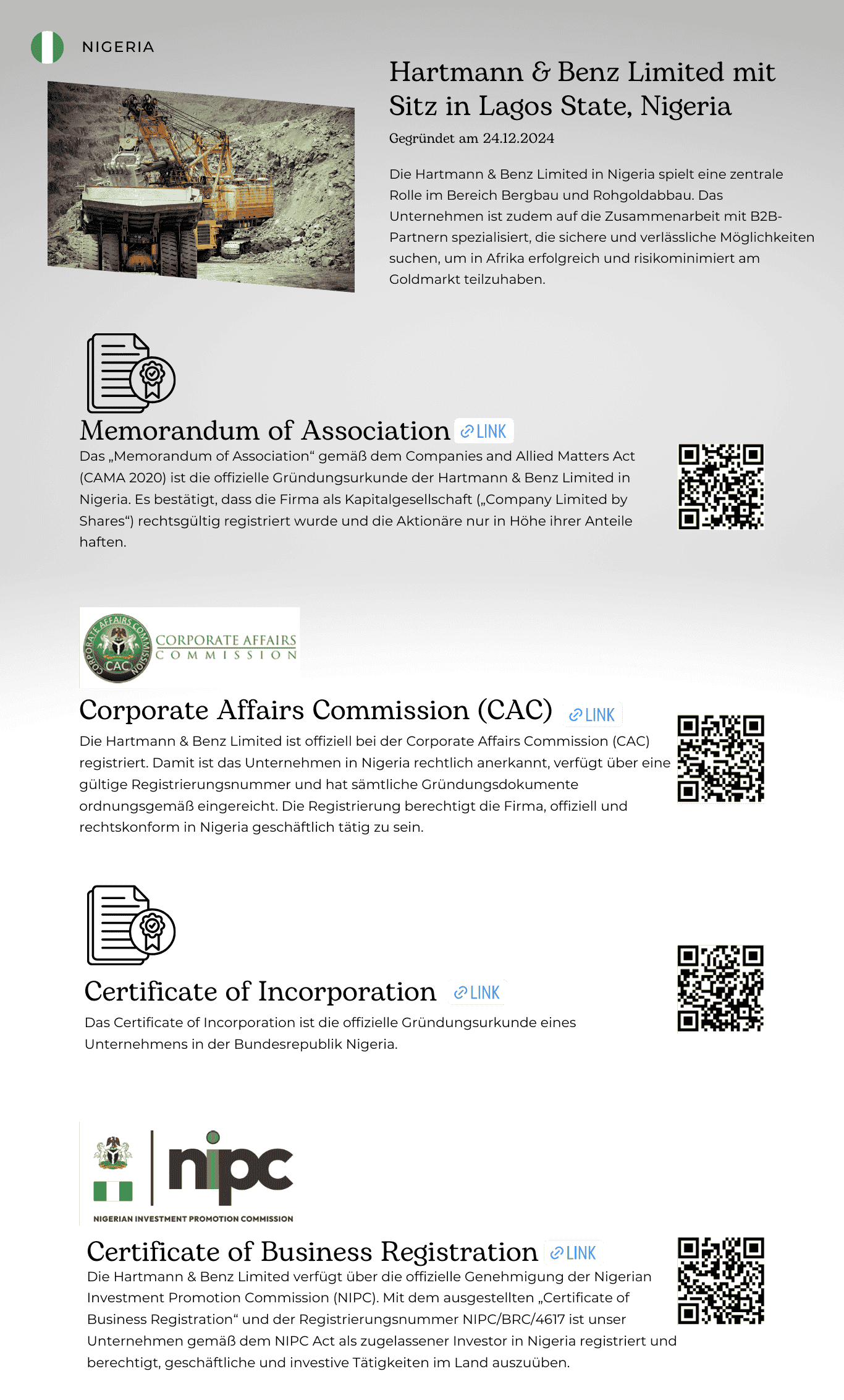 Nigeria – Hartmann & Benz Limited, Lagos State