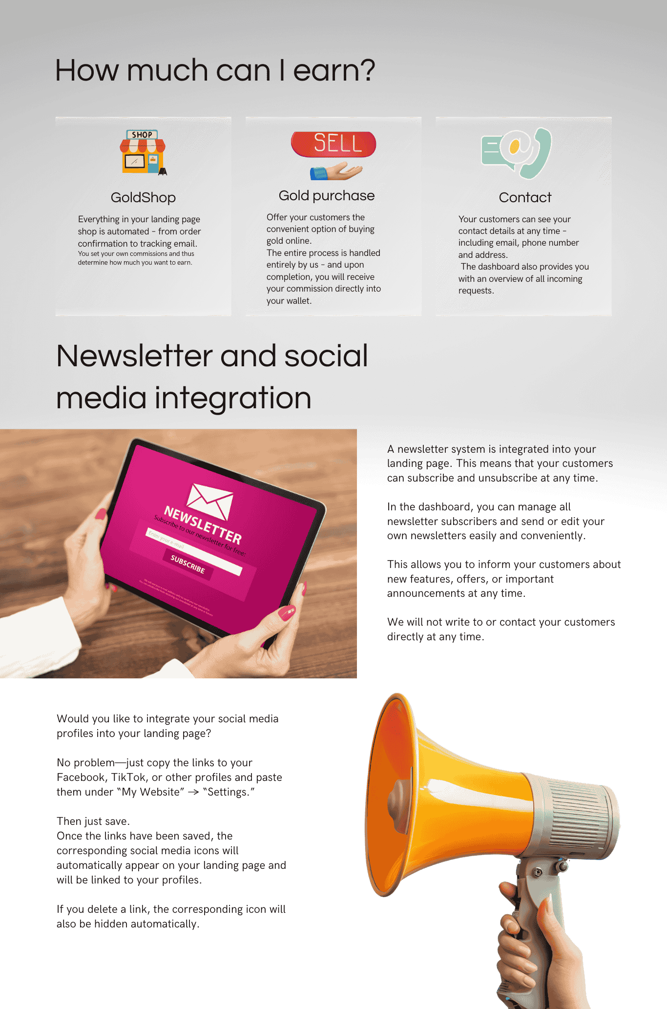 What Can I Earn - GoldShop, Gold Buying, Contact and Newsletter Integration