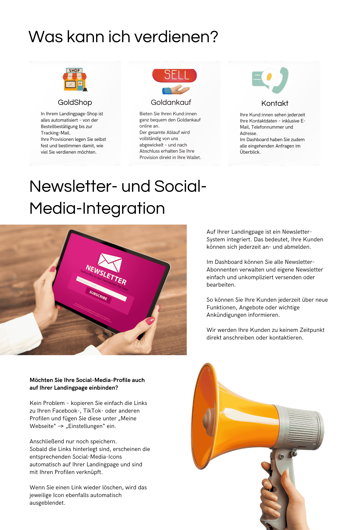 Was kann ich verdienen – GoldShop, Goldankauf, Kontakt und Newsletter-Integration