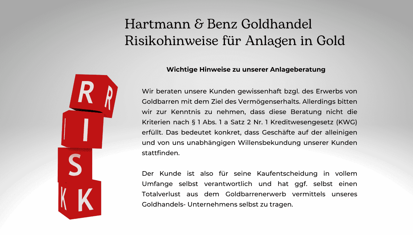 Risikohinweise für Anlagen in Gold