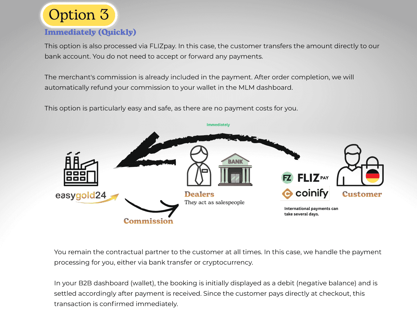 Option 3 – Instant, FLIZpay and Coinify